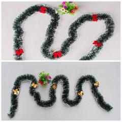 (10入)聖誕樹裝飾品 聖誕裝飾 聖誕彩條 聖誕毛條 墨綠白邊加蝴蝶結