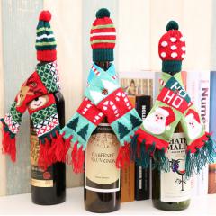 (3入)聖誕酒瓶裝飾 聖誕圍巾帽子組合 聖誕紅酒瓶套