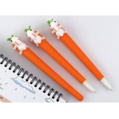 創意可愛胡蘿蔔兔子中性筆 學生文具 紅蘿蔔黑筆