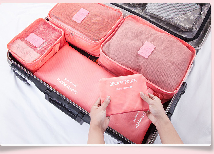 衣物整理袋旅行收納袋6件套裝 行李箱旅游衣物分裝袋子內衣收納包