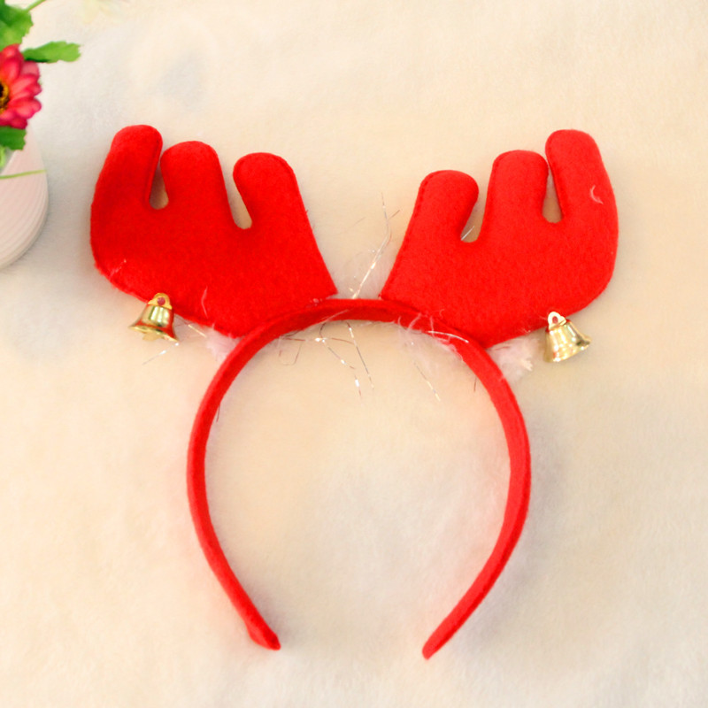 圣誕裝飾品 圣誕羽毛鈴鐺大鹿角 圣誕頭箍頭扣 圣誕派對用品
