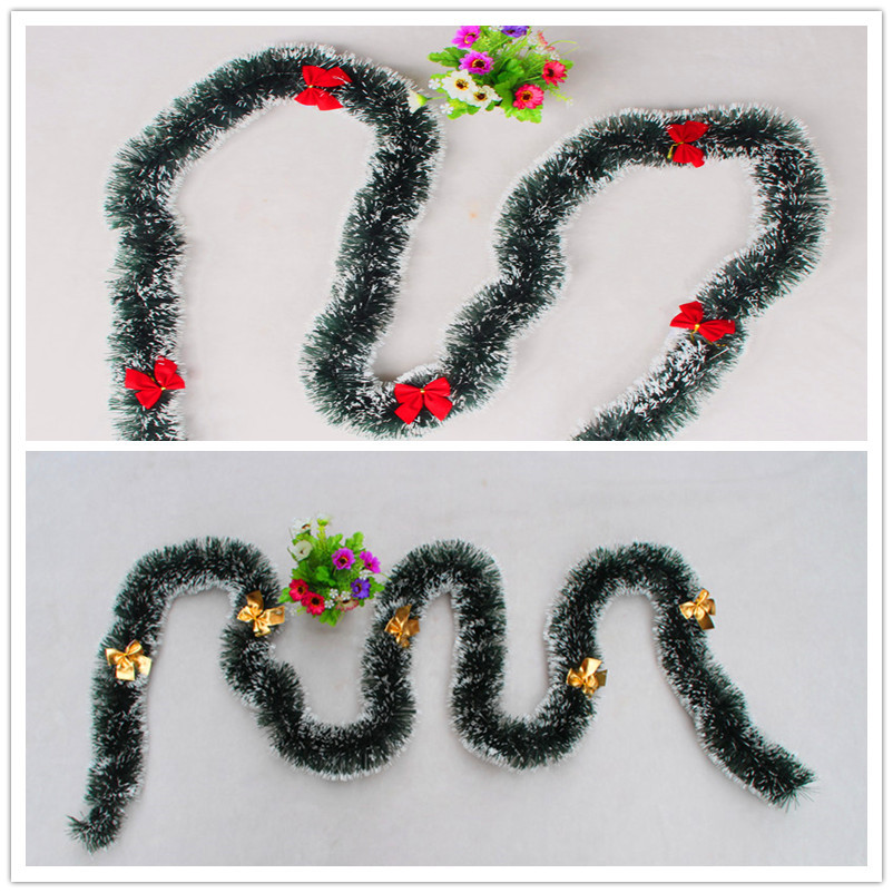 圣誕樹裝飾品 圣誕裝飾品 圣誕彩條圣誕毛條 墨綠白邊加蝴蝶結