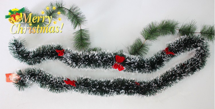 圣誕樹裝飾品 圣誕裝飾品 圣誕彩條圣誕毛條 墨綠白邊加蝴蝶結