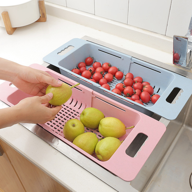 廚房水槽碗筷收納瀝水架 可伸縮瀝水籃 蔬...