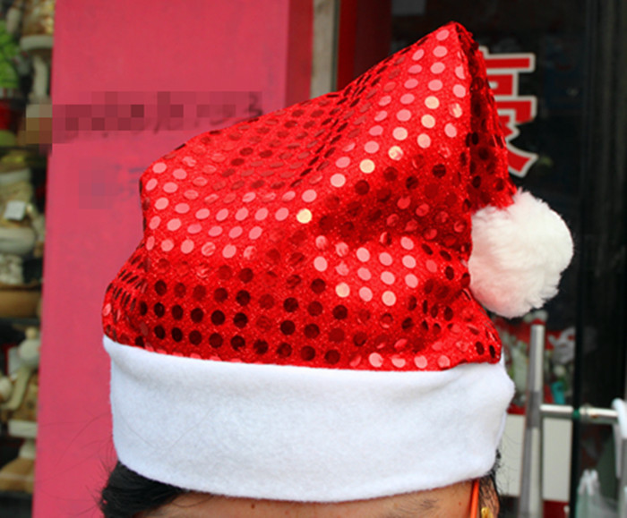 亮片圣誕帽 高檔圣誕帽 圣誕派對用品 圣誕節必備裝飾品 有5色