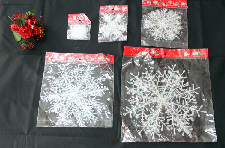 圣誕裝飾品 圣誕塑料雪花片3片裝22cm 墻壁裝飾品 酒店圣誕布置
