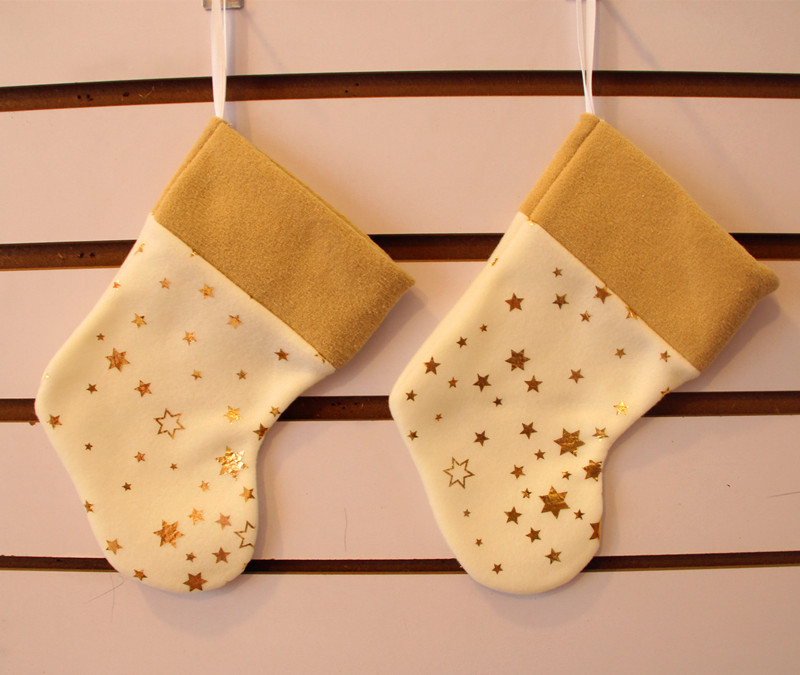 圣誕裝飾品 圣誕襪 圣誕禮品袋 米白色圣誕襪 圣誕小襪子