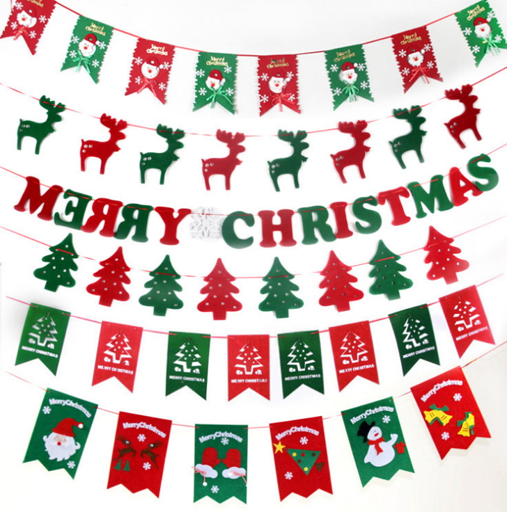 (2入)聖誕節裝飾品 聖誕拉旗 DIY聖誕拉旗 聖誕八面旗 聖誕飯店裝飾品