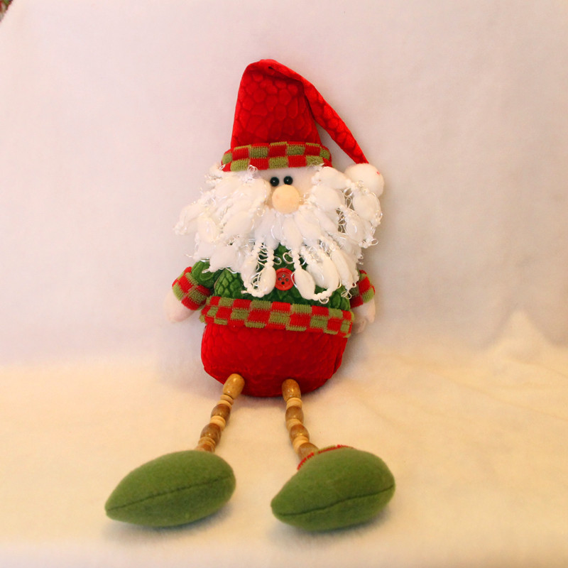 圣誕裝飾品 圣誕老人擺件 圣誕帶珠腿老人 圣誕布藝娃娃
