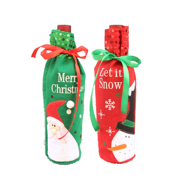 圣誕裝飾品 圣誕亮片酒袋 圣誕酒瓶袋 圣誕禮品袋