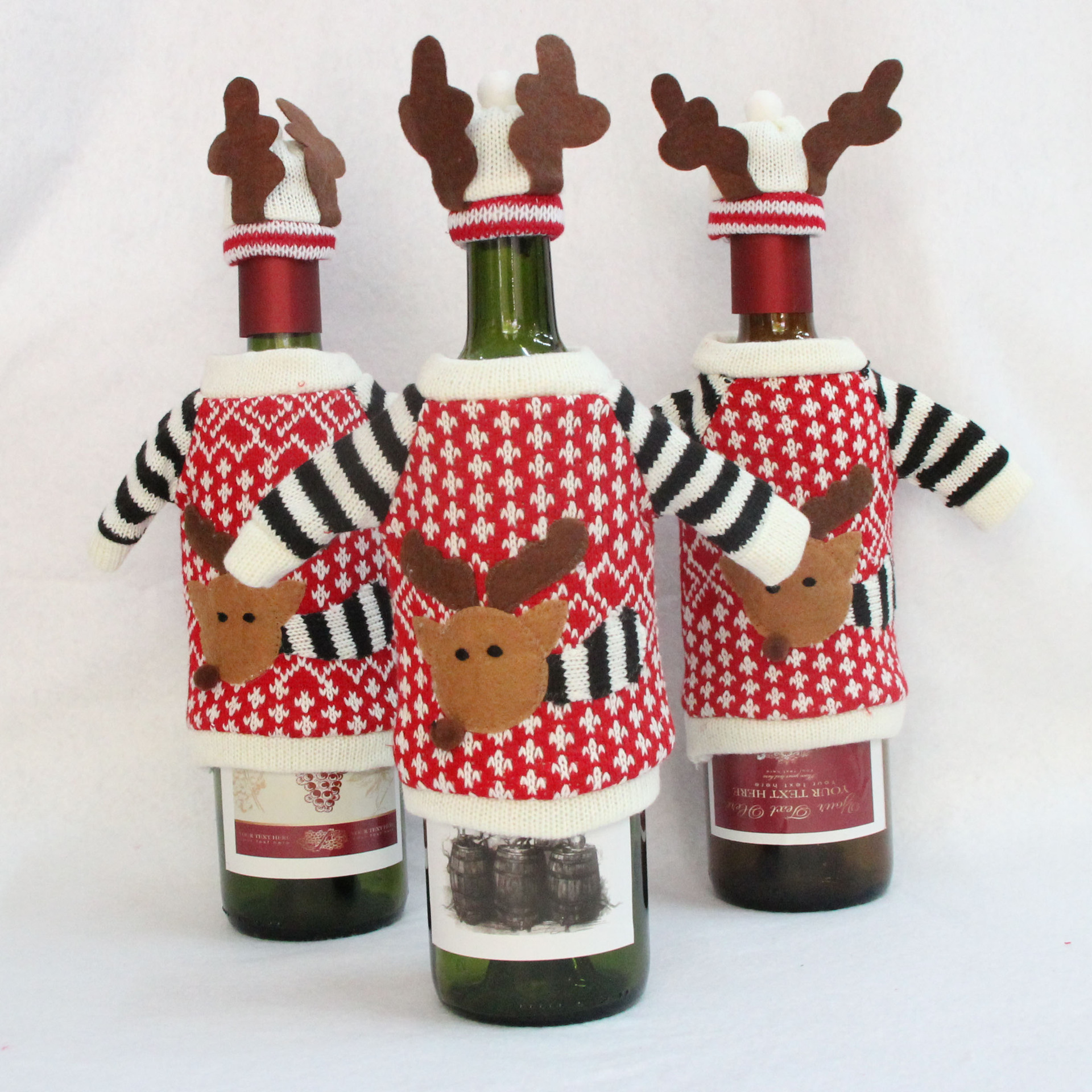 圣誕麋鹿紅酒瓶套 圣誕香檳酒瓶套 圣誕節日用品 圣誕party用品