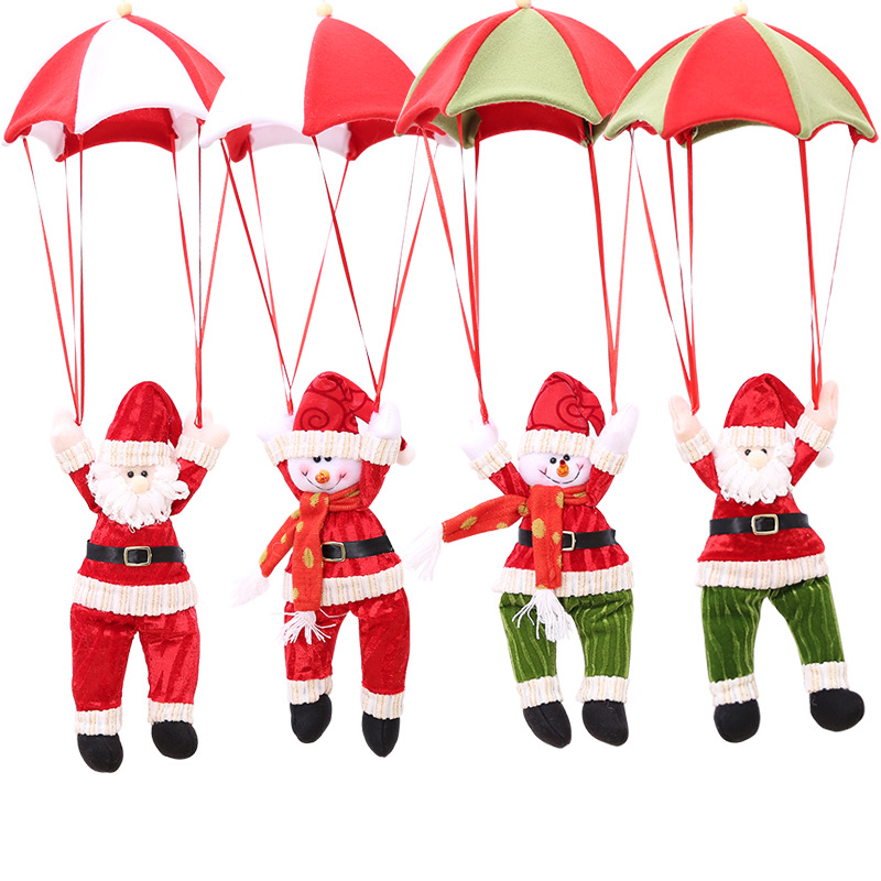 (2入)聖誕老人降落傘造型吊飾 聖誕節張飾品 庭院聖誕老人掛飾 聖誕雪人掛飾