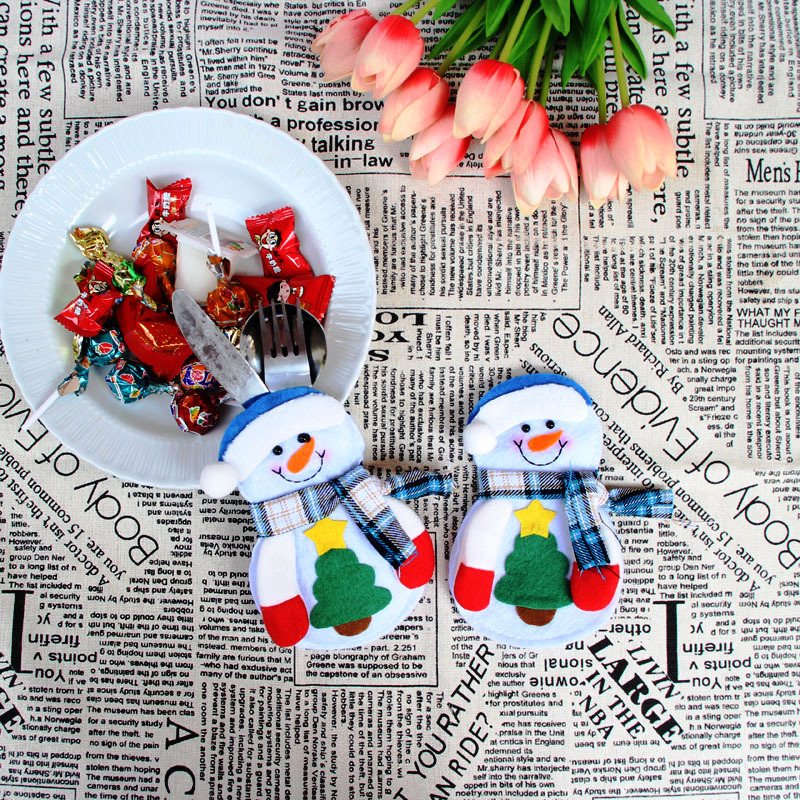 圣誕家居用品 圣誕雪人餐具套 圣誕雪人刀叉袋 圣誕桌面裝飾