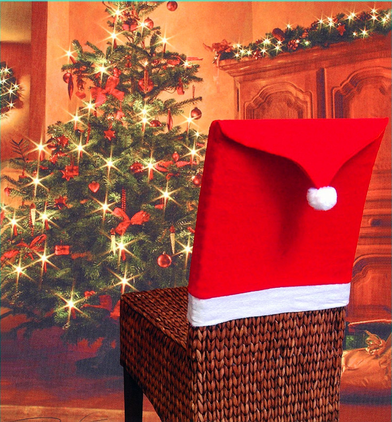 (10入)創意聖誕椅套 聖誕裝飾品 派對必備 聖誕帽造型椅套
