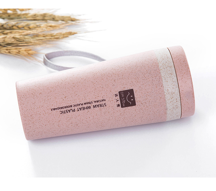 小麥秸稈 雙層隔熱 密封隨手杯 簡約環保無毒 300ml水杯
