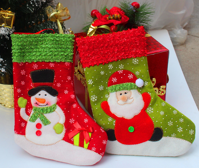 圣誕節裝飾品 圣誕襪 禮品袋 廠家直銷 中號雪花襪36cm高