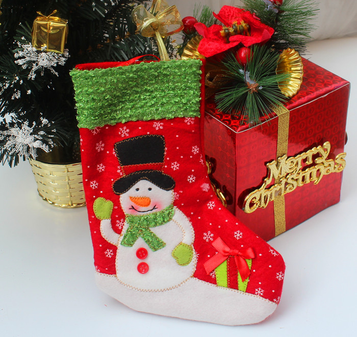 圣誕裝飾品 圣誕禮物袋 圣誕襪 大號雪花襪45cm高 圣誕老人襪子