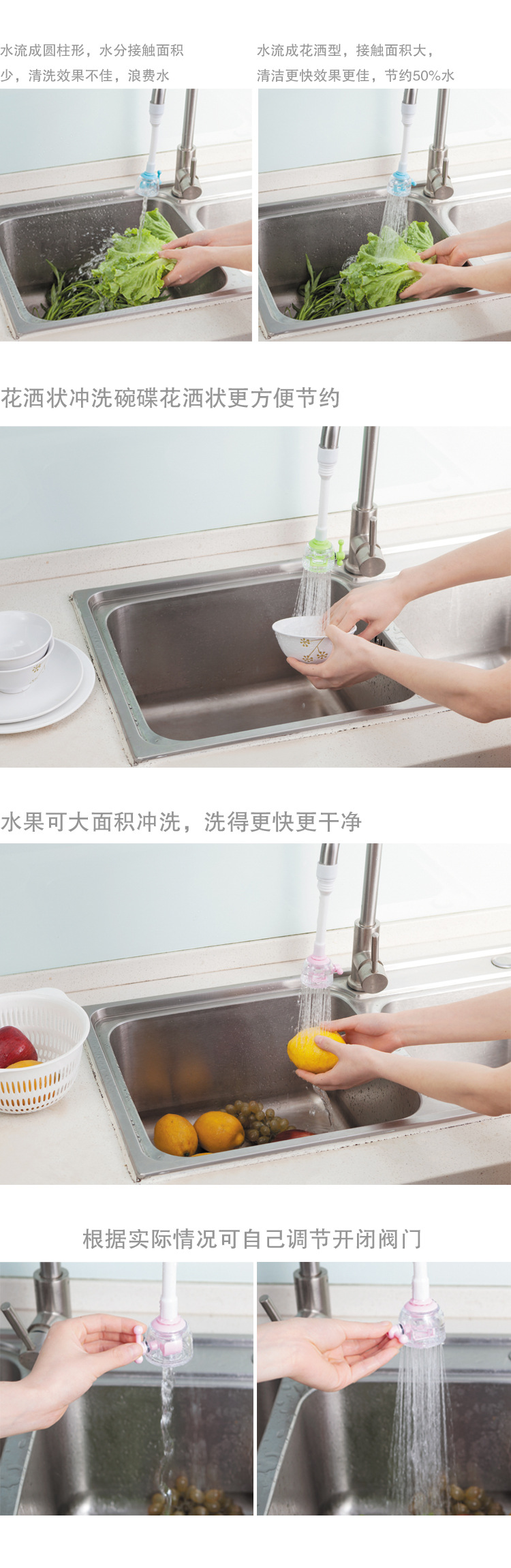 廚房衛浴水龍頭花灑節水器可旋轉防濺自來水嘴過濾閥省水器節水閥