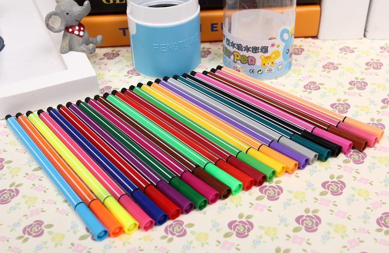 可水洗24色彩色筆 細字美勞必備彩色筆 六角24色繪畫文具 畫筆