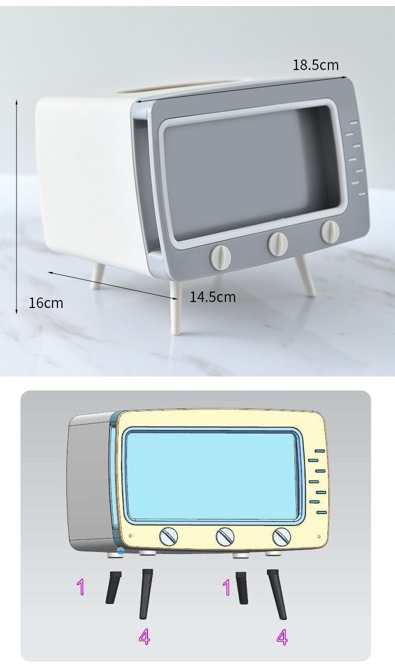 創意電視機造型面紙盒 塑膠多功能復古電視手機支架 追劇必備