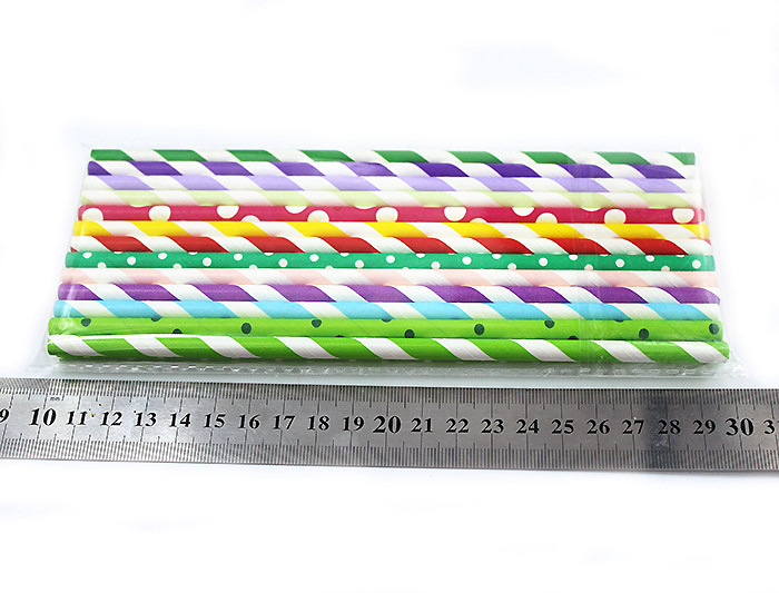 廠家熱銷 優質環保彩色條紋紙質吸管混色25支裝通過STQ檢測