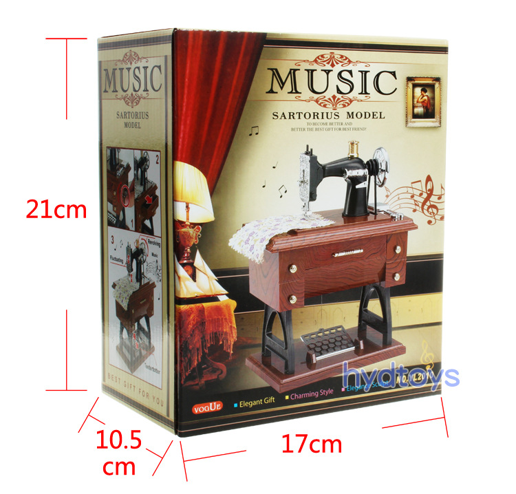 批發經典 仿真縫紉機八音盒 創意手搖音樂盒 首飾盒 化妝盒八音盒