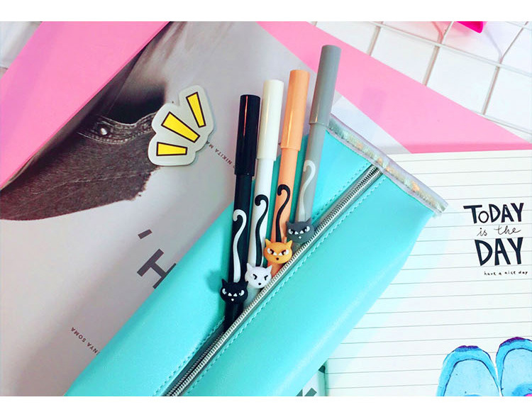 新款貓咪中性筆簽字筆創意卡通貓咪中性筆可愛學生文具黑色筆水筆