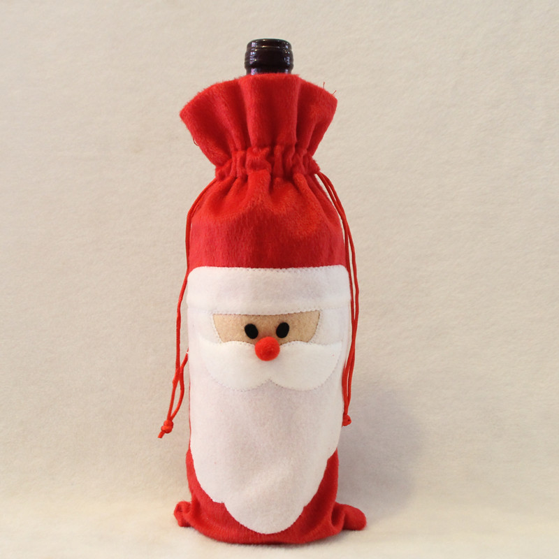 圣誕裝飾品 圣誕老人紅酒瓶套 紅酒袋 禮品袋 香檳紅酒套