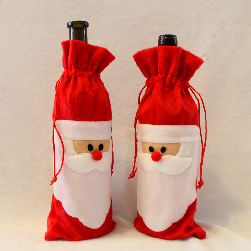 圣誕裝飾品 圣誕老人紅酒瓶套 紅酒袋 禮品袋 香檳紅酒套
