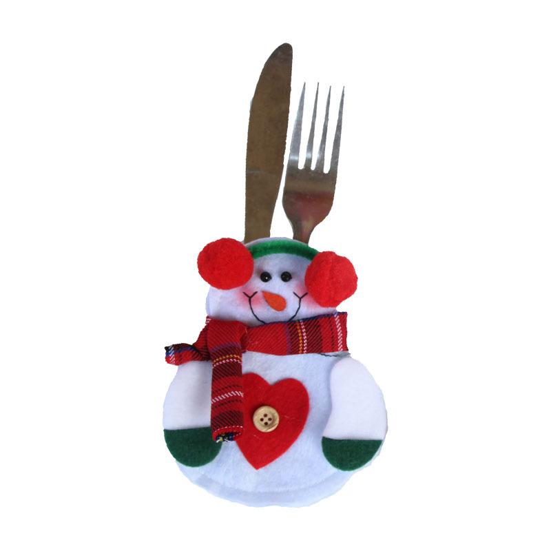 圣誕節裝飾用品小雪人刀叉袋 創意家居禮品餐桌餐具套圣誕裝飾品