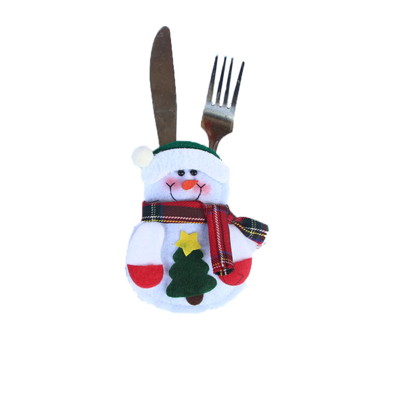 圣誕節裝飾用品小雪人刀叉袋 創意家居禮品餐桌餐具套圣誕裝飾品