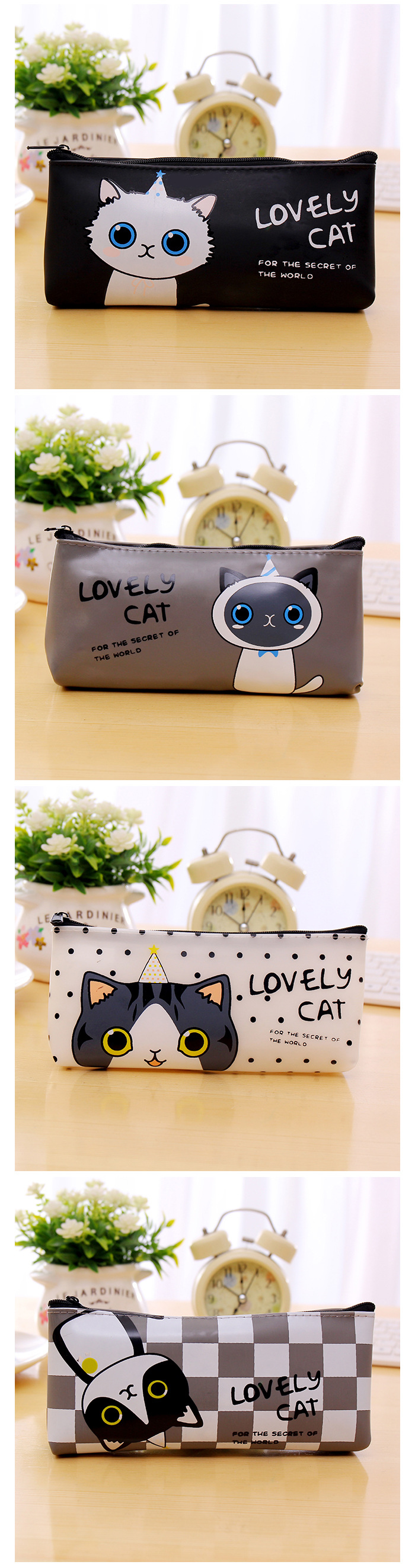 韓國硅膠學生簡約女生筆袋可愛 萌貓鉛筆盒卡通文具