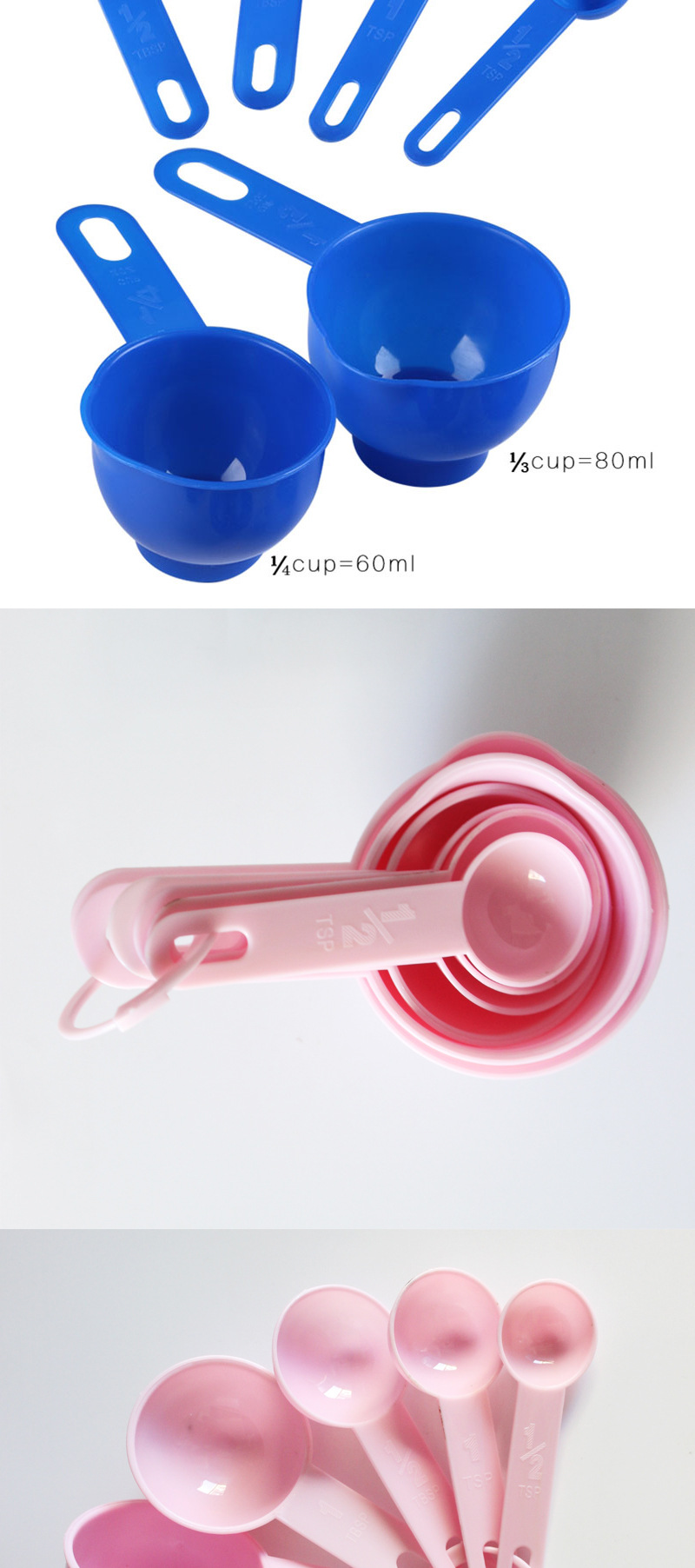 廠家批發 環保PVC塑料量杯7件套 帶刻度500ml量杯6量勺組合 烘焙