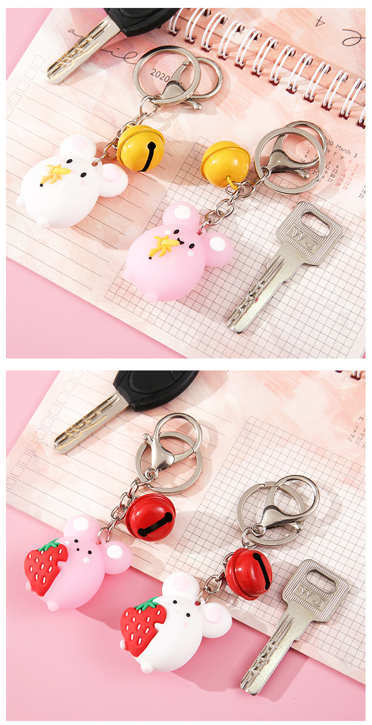 可愛立體老鼠鈴鐺鑰匙圈 創意汽車鑰匙圈 可愛老鼠鑰匙圈 造型吊飾