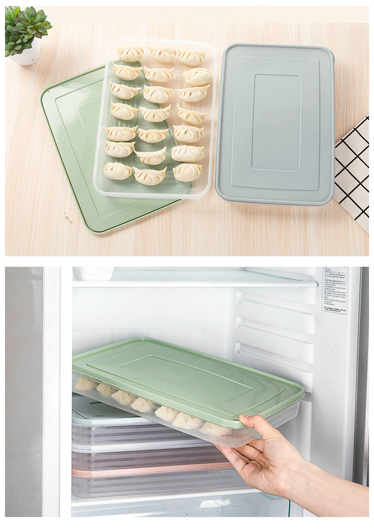 2641 速凍餃子盒 21格廚房冰箱食物分格帶蓋保鮮盒可疊加餛飩盒