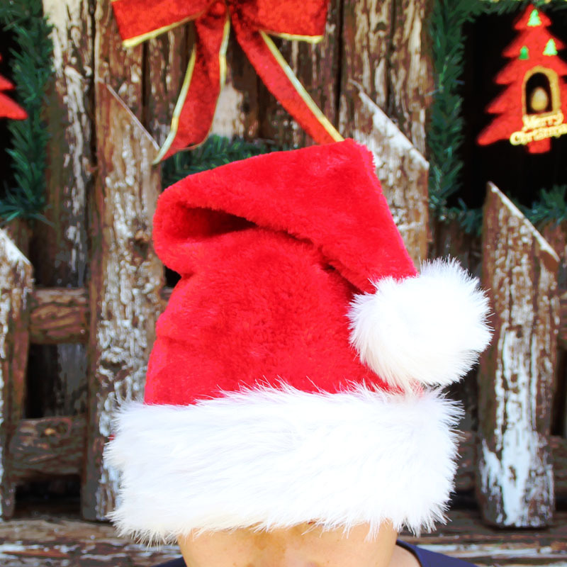 圣誕裝飾品 圣誕高檔帽 圣誕帽 圣誕派對用品 圣誕長毛絨邊帽