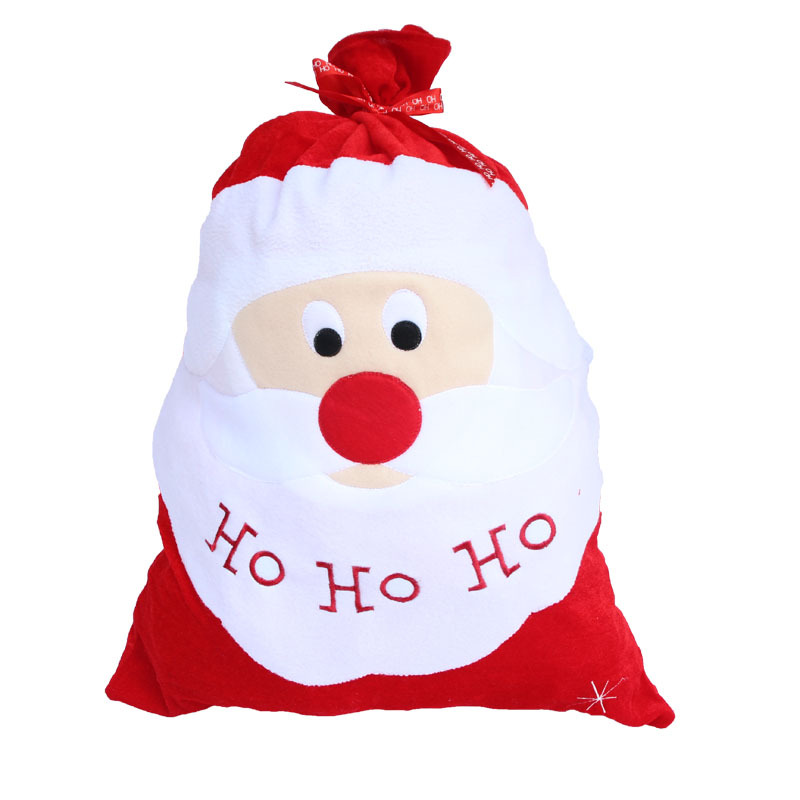 聖誕金絲絨刺繡禮物袋 大號聖誕老人禮品袋 聖誕老人禮物袋