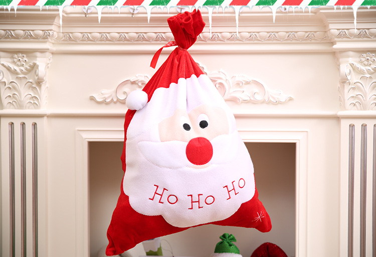 新款圣誕金絲絨刺繡禮物袋 大號圣誕老人禮品袋 圣誕老人禮物袋