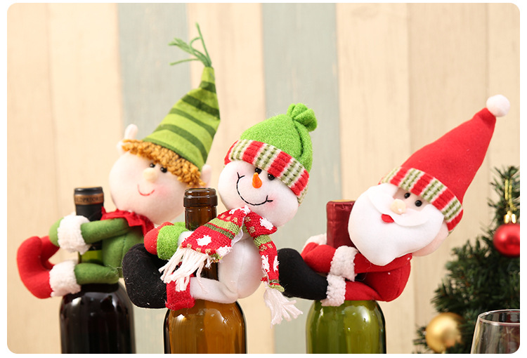圣誕家居裝飾品 圣誕老人雪人酒瓶套 中號酒瓶抱件 酒瓶裝飾品