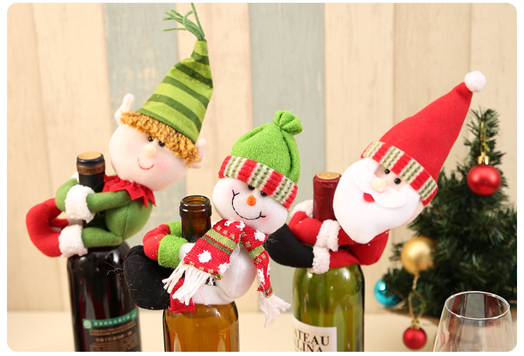 圣誕家居裝飾品 圣誕老人雪人酒瓶套 中號酒瓶抱件 酒瓶裝飾品