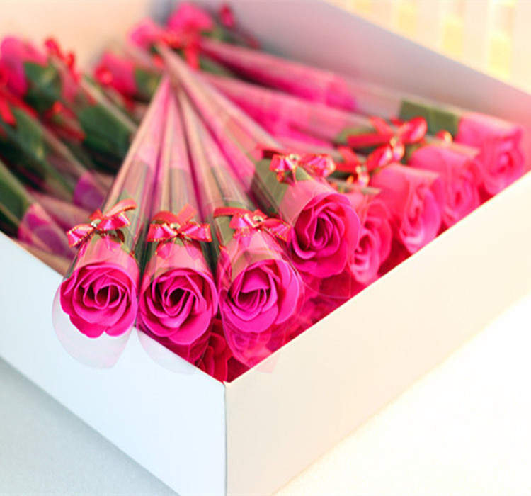 玫瑰香皂花 教師節必備 情人節必備 單支玫瑰香皂花 尖筒單支玫瑰花