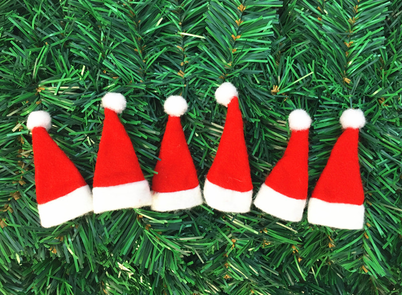 圣誕裝飾品 迷你圣誕帽 圣誕棒棒糖帽 圣誕無紡布小帽