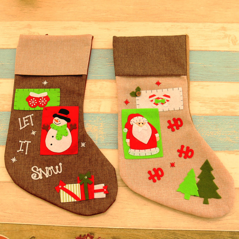 新款大號圣誕襪  麻布圣誕襪 圣誕兒童禮品袋