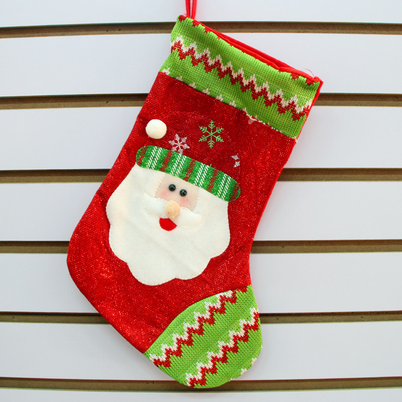 新款亮布圣誕襪 中號圣誕襪 圣誕禮物袋 圣誕糖果袋