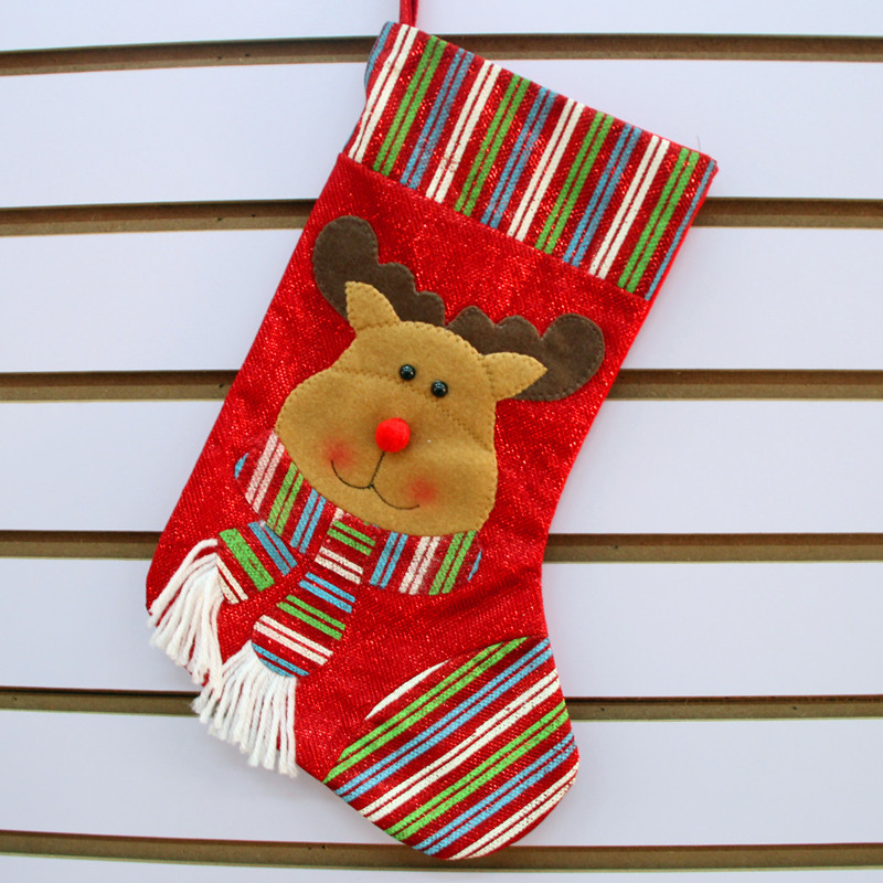 新款亮布圣誕襪 中號圣誕襪 圣誕禮物袋 圣誕糖果袋