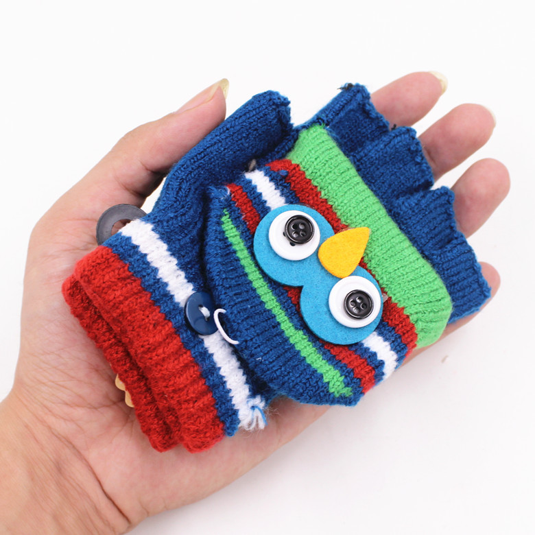 Q1727中童六色翻蓋手套時尚兒童冬季保暖手套 戶外嬉戲防凍手套