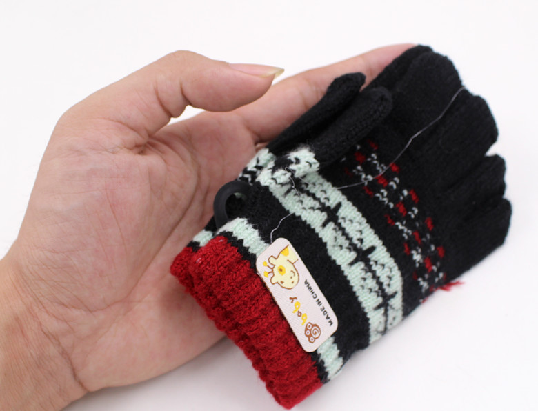 Q1730 小童小提花單層五指手套兒童冬季戶外保暖手套不倒絨手套