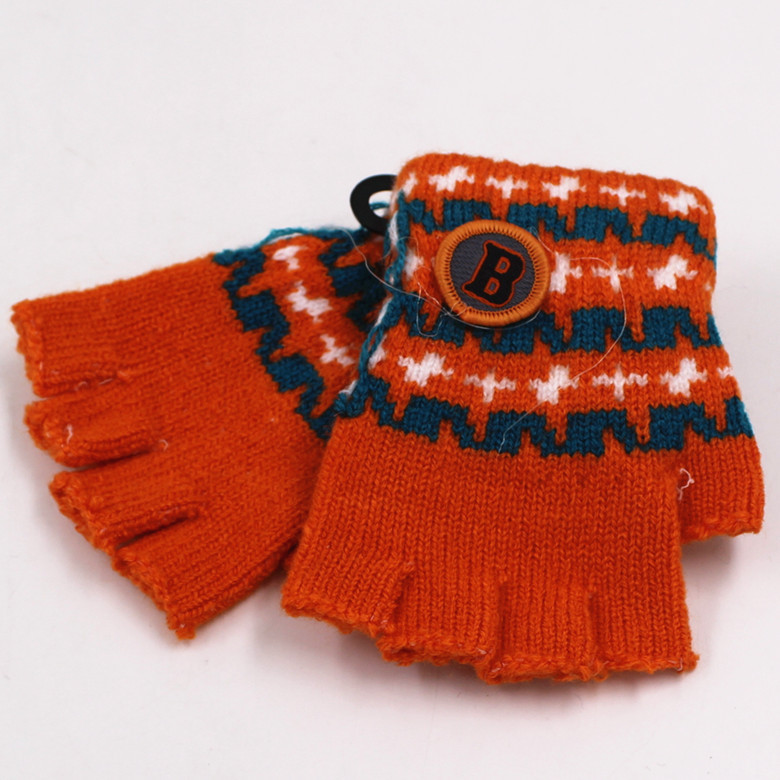 Q1734 兒童小款提花半指手套時尚秋冬季熱賣新款手套防寒防凍手套