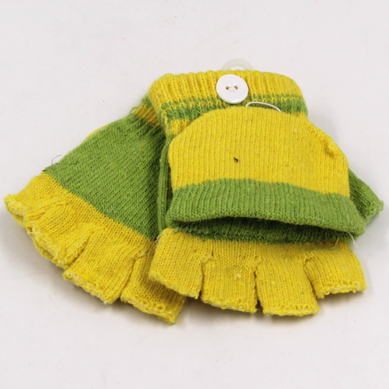 Q1717 小款兒童羊毛半指翻蓋手套秋冬季戶外嬉戲手套保暖御寒手套