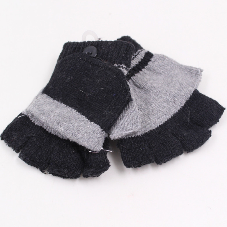 Q1717 小款兒童羊毛半指翻蓋手套秋冬季戶外嬉戲手套保暖御寒手套